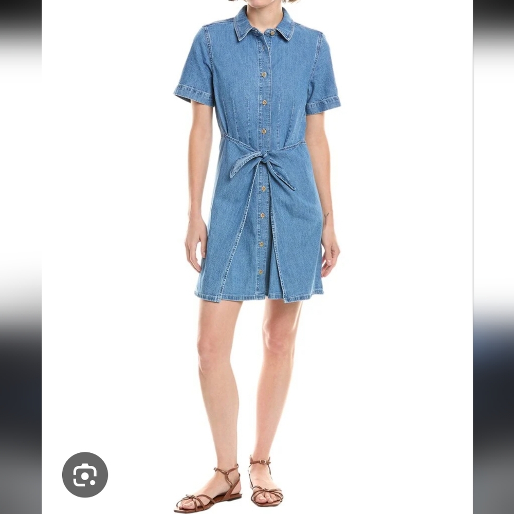 Madewell Denim Seamed With Skirt Overlay Mini Button Up Front Size 10